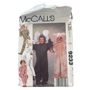 80s McCalls 9233 Boys & Girls Animal Costume Sewing Pattern Size 6 Vintage CUT